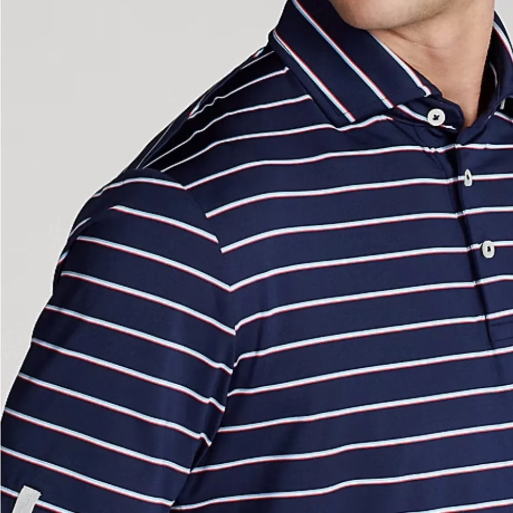 Ralph Lauren RLX Navy/Red/White Striped Golf Polo Large
